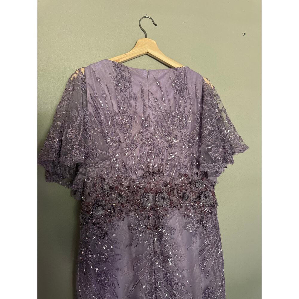 MAC DUGGAL Vintage Flutter Sleeve Evening Gown in Lilac Size 12 - Picture 9 of 11